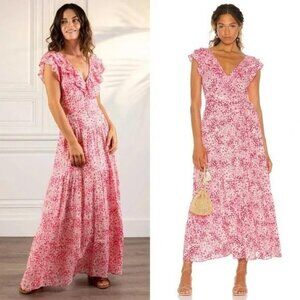 POUPETTE ST BARTH Della Long Dress Pink Floral Maxi $390